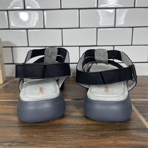 JSport Cara Womens Size 9 Shoes Black Open Toe Lightweight Strappy Wedge Sandals - Picture 4 of 13